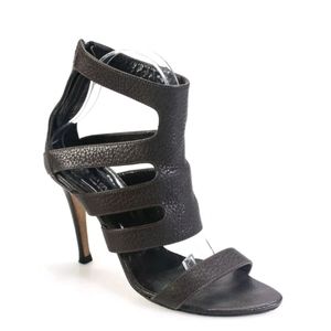 Tania Spinelli Womens Brown Leather Open Toe Heeled Sandals Size 7.5